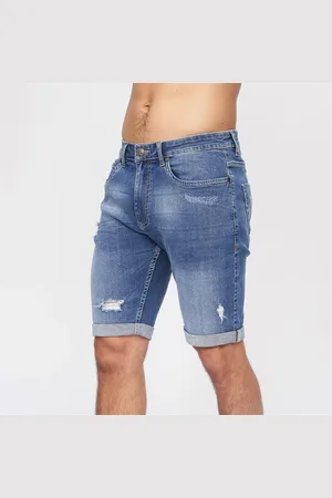 Crosshatch Herre Riptrey Denim Shorts med ridsede detaljer Mellemvask