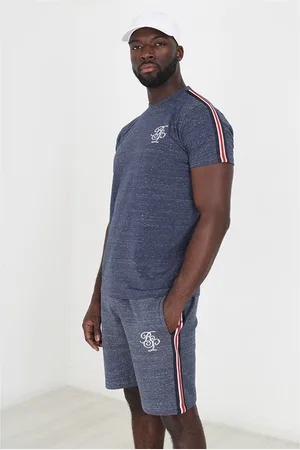 Brave Soul Herre Avalon T-shirt og Shorts Sæt Marineblå/Hvid