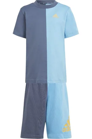 adidas Børnetøj Essentials Farveblok T-shirt og Shorts Sæt Genbrugt Blæk/Halv Burst Mel/Halv Gnist