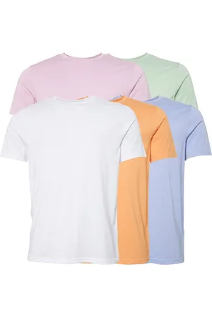 Smith And Jones Herre Buzzell Fem Pak T-shirts Hvid/Jeans/Aprikos/Lilla/Lysegrøn