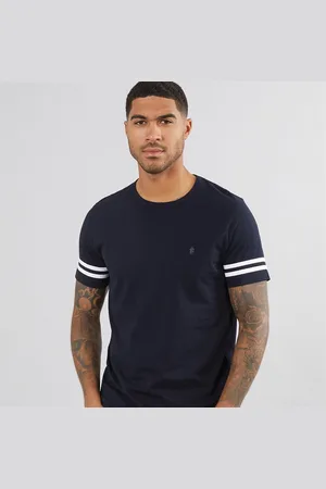 French Connection Herre T-shirt med striber Marine/Hvid
