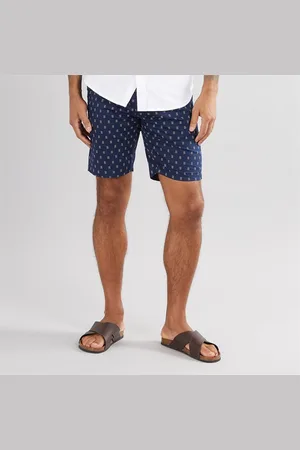 Ben Sherman Herre Poplin Stribet Print Resort Shorts Mørkeblå
