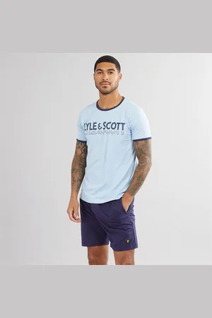 Lyle & Scott Herre Bodhi T-shirt og Shorts Lounge Set Chambray /Peacoat