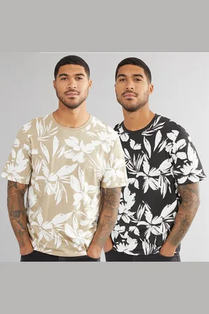 JACK & JONES JACK & JONES Herre Jeff AOP To-pak Blomster T-shirts Sort/Crockery