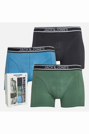 JACK & JONES JACK & JONES Herre Chase Ensfarvet Tre Pak Underbukser Mørk Navy / Mørk Ivy / Azur Blå