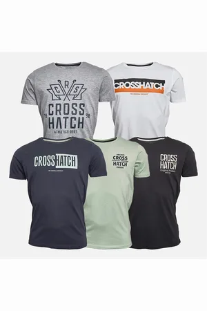 Crosshatch Herre Logotime Fem Pakke T-shirts Sort/Hvid/Navy/Mint/Grå Marl
