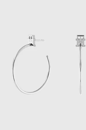 Tommy Hilfiger TH Monogram Stainless Steel Hoop Earrings