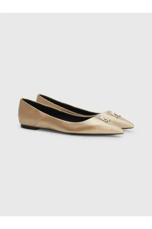 Tommy Hilfiger Kvinder Ballerina - Metallic Leather Monogram Pointed Toe Ballerinas