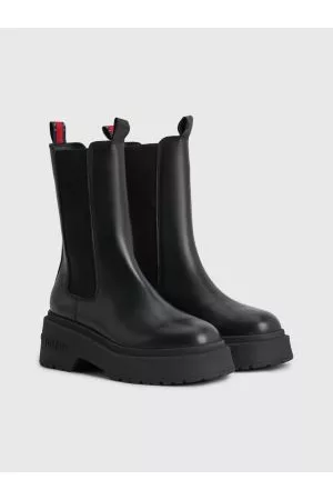 Tommy Hilfiger Kvinder Støvler - Chunky Cleat Leather Chelsea Boots