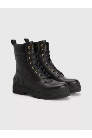 Tommy Hilfiger Kvinder Ankelstøvler - Lace-Up Leather Monogram Ankle Boots