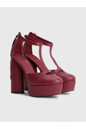 Tommy Hilfiger Kvinder Pumps - Crest Block Heel Leather Platform Shoes