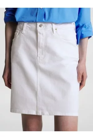 Manners Ja til stede Cowboy nederdel denimnederdele for kvinder i hvid farve | FASHIOLA.dk