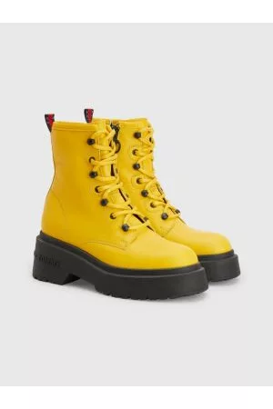 Tommy Hilfiger Kvinder Ankelstøvler - Chunky Sole Leather Lace-Up Ankle Boots