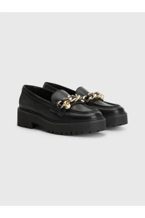 Tommy Hilfiger Kvinder Flade sko - Chunky Sole Chain Detail Leather Loafers