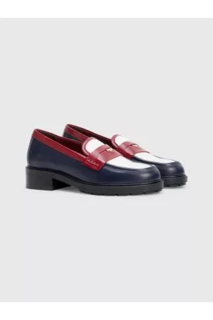 Tommy Hilfiger Kvinder Flade sko - Crest Classic Colour-Blocked Leather Loafers