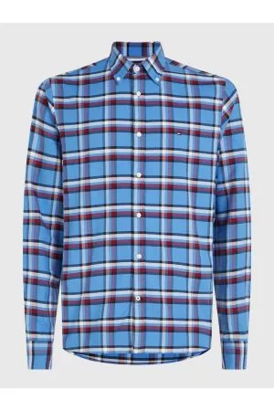 Tommy Hilfiger Mænd Langærmede skjorter - Global Stripe Check Regular Fit Shirt