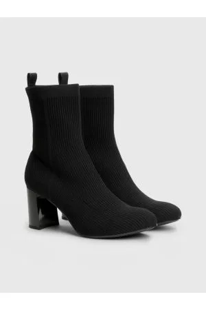 Tommy Hilfiger Kvinder Pumps støvler - Essential Knitted Mid Heel Ankle Boots