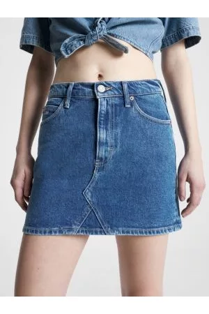 Tommy Hilfiger Kvinder Mininederdele - Izzie Mid Rise Denim Mini Skirt