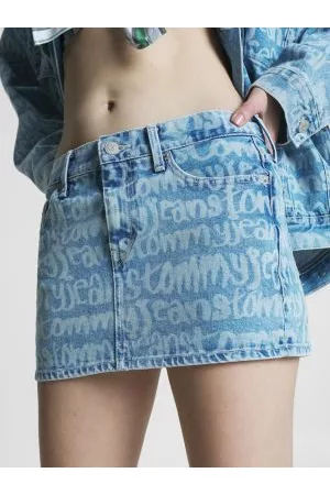 Tommy Hilfiger Kvinder Mininederdele - Sophie Low Rise Spell-Out Denim Mini Skirt