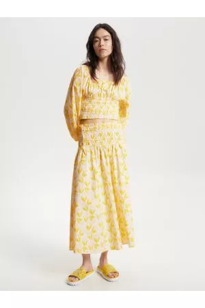 Tommy Hilfiger Kvinder Mønstrede nederdele - Floral Print Ruched Maxi Skirt