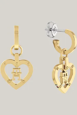 Tommy Hilfiger Plated TH Monogram Heart Earrings
