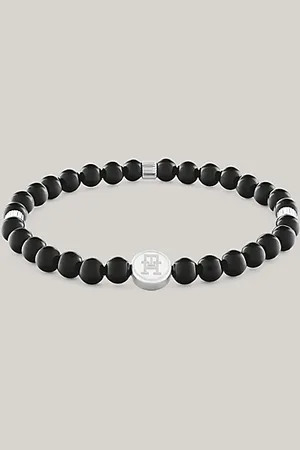 Tommy Hilfiger TH Monogram Onyx Bead Bracelet