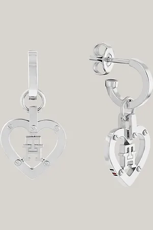 Tommy Hilfiger Stainless Steel TH Monogram Heart Earrings