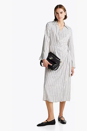 Tommy Hilfiger Collar V-Neck Midi Wrap Dress