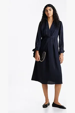 Tommy Hilfiger Metallic Stripe Collar Midi Dress