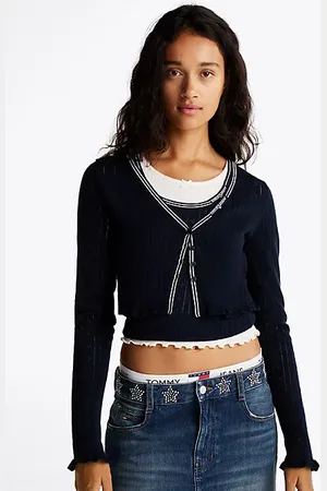 Tommy Hilfiger Cropped Slim Pointelle Cardigan