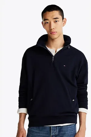 Tommy Hilfiger Flag Embroidery Quarter-Zip Sweatshirt
