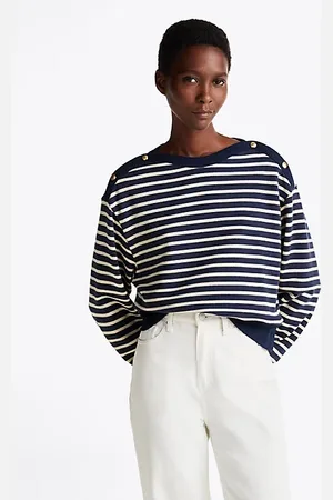 Tommy Hilfiger Gold-Tone Button Boat Neck Sweatshirt