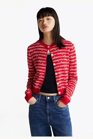 Tommy Hilfiger All-Over Logo Cropped Slim Cardigan