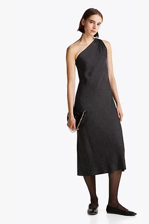Tommy Hilfiger Satin One-Shoulder Midi Dress