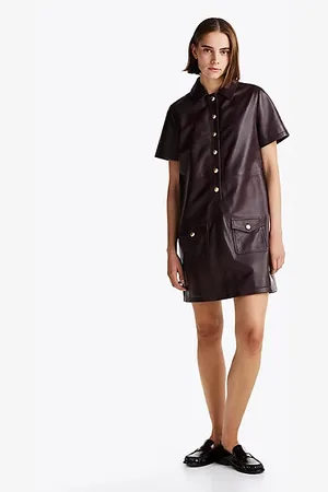 Tommy Hilfiger Short Sleeve Leather Mini Dress