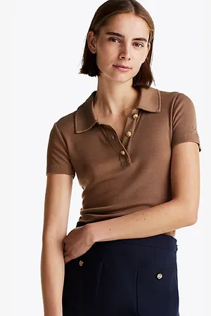 Tommy Hilfiger Slim Fit Gold-Tone Button Polo Shirt