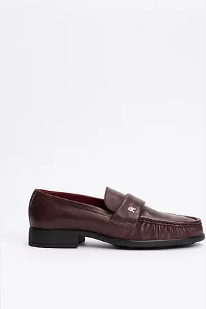 Tommy Hilfiger TH Monogram Leather Pleated Loafers