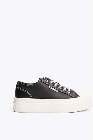 Tommy Hilfiger Leather Contrast Stitch Platform Trainers