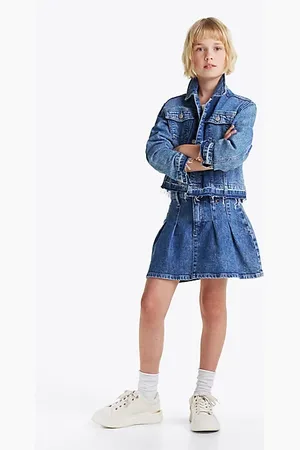 Tommy Hilfiger Pleated Denim Mini Skirt