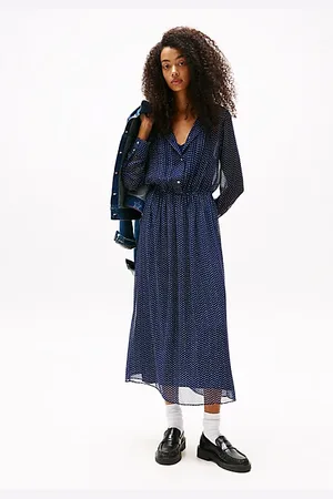 Tommy Hilfiger Star Print Pleated Midi Dress
