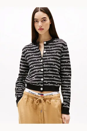 Tommy Hilfiger All-Over Logo Cropped Slim Cardigan