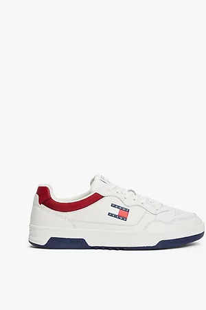 Tommy Hilfiger Leather Mix Embossed Cupsole Trainers