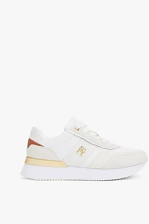 Tommy Hilfiger Leather Textured Panel Metallic Trainers