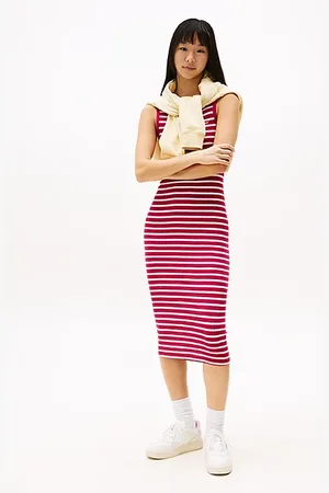 Tommy Hilfiger Ribbed Midi Slim Bodycon Dress