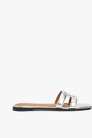 Tommy Hilfiger Metallic Leather TH Monogram Mules