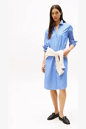Tommy Hilfiger Stripe Poplin Midi Shirt Dress