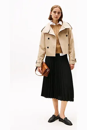 Tommy Hilfiger Logo Waistband Pleated Midi Skirt