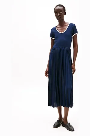 Tommy Hilfiger Pleated Fit And Flare Midi Dress