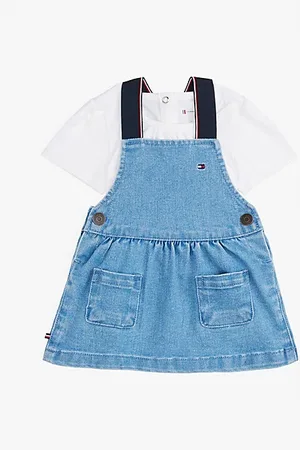 Tommy Hilfiger Denim Pinafore Dress And T-Shirt Set