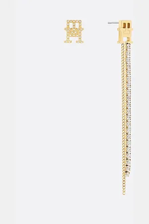Tommy Hilfiger TH Monogram Crystal-Embellished Gold-Plated Earrings